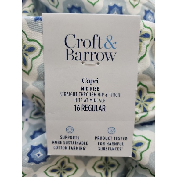 Croft & Barrow Effortless Stretch Capri Pants Womens 16 Light Blue Pull On NEW - Picture 5 of 6